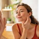 a-woman-checking-acne-in-cheeks